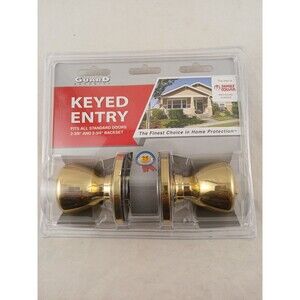 Guard Security Polished Gold Brass Keyed Entry Doorknobs-NEW!